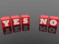 YES and NO concept on red toy blocks on a black Royalty Free Stock Photo