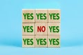 Yes or no decision. Resistance to change concept. Memo sticks with words Yes and No Royalty Free Stock Photo