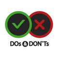 Yes and no, dos and donts, positive and negative icons