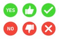 Yes and no icon collection. Vector right wrong flat symbol. White background