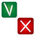 Yes and no icon isolated on white background.green check mark and red cross