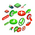 Yes or No icons set, isometric 3d style Royalty Free Stock Photo