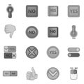 Yes no icons set, monochrome style Royalty Free Stock Photo