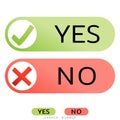 Yes No icons for websites or applications. Vote sign. Confirm Reject signs isolated on white. Vector