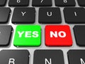 YES and NO key on keyboard of laptop computer. Royalty Free Stock Photo