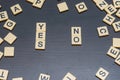 Yes or No? Life brings many choices of pros and cons where we need to decide; in business, in education, in life. Tiled letters Royalty Free Stock Photo