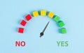 Yes and no loading bar, making a decision, asking questions, looking for an answer, positive mindset Royalty Free Stock Photo