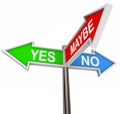 Yes No Maybe - 3 Colorful Arrow Signs Royalty Free Stock Photo