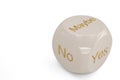 Yes no maybe dice on white background.3D illustration.