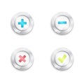 Yes no and plus minus buttons. Tick cross. round banners Royalty Free Stock Photo