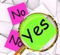 Yes No Post-It Papers Mean Answers Affirmative Or Negative