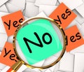Yes No Post-It Papers Show Affirmative Or Negative