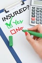 Yes or no question regarding the insurance Royalty Free Stock Photo