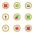 Yes and no sign icons set, cartoon style Royalty Free Stock Photo