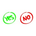 Yes and No. Test. Choice. Voting button. Green and red check marks. Vector Royalty Free Stock Photo