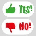 Yes no thumbs up and down flat design. EPS 10 vector. Royalty Free Stock Photo