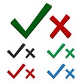 Right vs Wrong. Set of Vector Icons in Stick Style Royalty Free Stock Photo