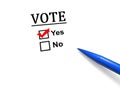 Yes / No Vote Ballot Form With YES Checked