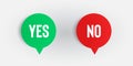 Yes No word text on talk shape. Green and red color. Vector illustration yes no in speech bubble on white background