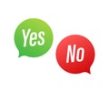 Yes No word text on talk shape. Vector stock illustration yes no in speech bubble on white background. Vector stock illustration