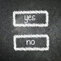 Yes or no written on the blackboard with white chalk. Your choice as a concept. Royalty Free Stock Photo
