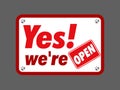 Yes We`re Open Sign, Yes We`re Open Sign vector design