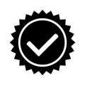 Yes round stamp icon. Seal with check mark icon. Symbol of approval. Approved icon. Royalty Free Stock Photo