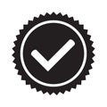 Yes round stamp icon. Seal with check mark. Symbol of approval. Approved icon. Royalty Free Stock Photo