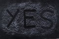 YES text on Chalkboard