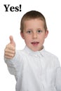 Yes! - thumb up, well-done gesture, smiling boy Royalty Free Stock Photo