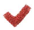Yes tick mark made of pepper seeds