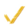 Yes tick sign made of penne pasta Royalty Free Stock Photo