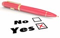 Yes Vs No Answer Choice Pen Check Mark Box Royalty Free Stock Photo