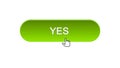 Yes web interface button clicked with mouse cursor, green color, online program Royalty Free Stock Photo