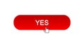 Yes web interface button clicked with mouse cursor, red color, online program Royalty Free Stock Photo