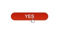 Yes web interface button clicked with mouse cursor wine red, online program Royalty Free Stock Photo
