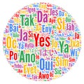 Yes word cloud in different languages Royalty Free Stock Photo