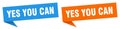 yes you can banner. yes you can speech bubble label set. Royalty Free Stock Photo