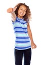 Yes you can. Studio shot of a young girl giving a thumbs up against a white background. Royalty Free Stock Photo