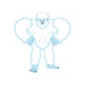 Yeti angry. Bigfoot evil. Abominable snowman aggressive. Vector