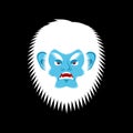 Yeti angry emoji. Bigfoot evil emotion face. Abominable snowman Royalty Free Stock Photo