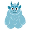 Yeti cartoon character. Bigfoot vector illustration isolated on white background. Blue monster baby illustration Royalty Free Stock Photo