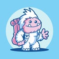 Yeti cartoon wearing backpack vector illustration, Cute Cartoon Yeti.