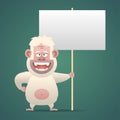 Yeti character holds empty banner sign Royalty Free Stock Photo