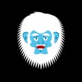 Yeti cheerful emoji. Bigfoot happy face. Abominable snowman merry avatar. Vector illustration Royalty Free Stock Photo