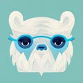 Yeti with glasses. Bigfoot head. Flat illustration. Digital illustration based on render by neural network Royalty Free Stock Photo