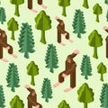 Yeti isometric pattern seamless. bigfoot now monster background. Baby fabric texture Royalty Free Stock Photo