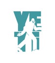 Yeti Lettering Silhouette of in text. bigfoot Typography. abominable snowman object letters