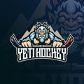 Yeti mascot logo design vector with modern illustration concept style for badge, emblem and t shirt printing. Yeti hockey Royalty Free Stock Photo