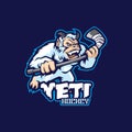 Yeti mascot logo design vector with modern illustration concept style for badge, emblem and t shirt printing. Yeti hockey Royalty Free Stock Photo